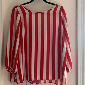 Red and White Striped Blouse